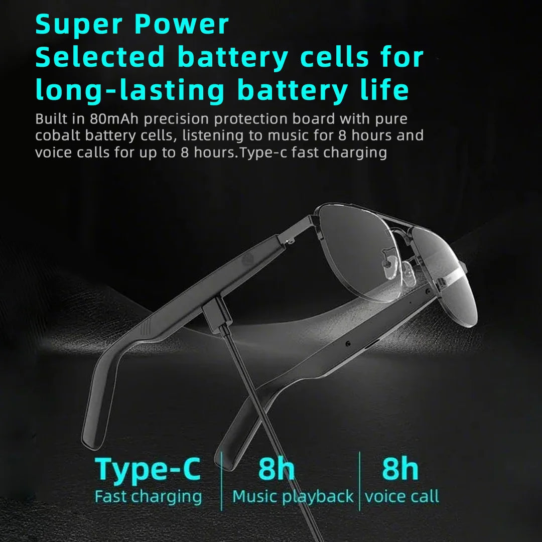 Bluetooth Audio Smart Glasses, Metal Frames, Surround Sound Stereo and Wireless Microphone, Men'S Smart Glasses, Women'S Glasses